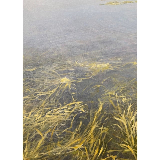 Hidden Garden by Sheri Farabaugh | Oil on Board Painting of underwater grass and water surface For Sale - Image 4 of 5