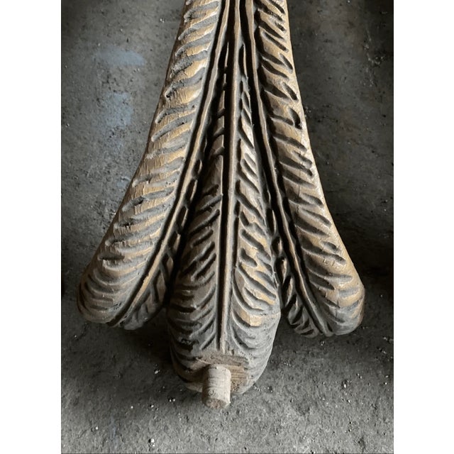 French Antique French Acanthus Leaf Design Ornate Carved Wood Chandelier Arms - Set of 5 For Sale - Image 3 of 5