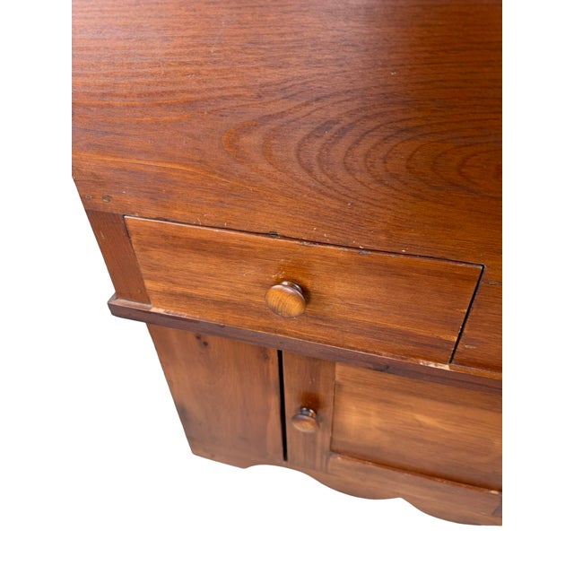 Brown Primitive Pine Farmhouse Drysink Cabinet With Green-Lined Lift Top For Sale - Image 8 of 14