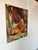 A captivating 1972 vintage impressionist oil on canvas painting by Bohorquez, featuring a seated nude woman in a serene,...