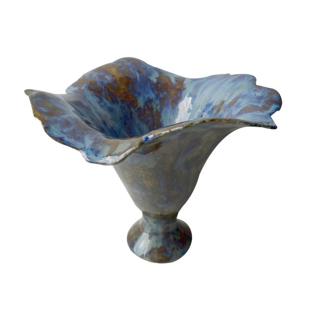 Blue Flower Vase in Stone Mass, 2010s For Sale