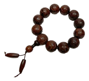 Chinese Rosewood Carved Beads Hand Rosary Praying Bracelet