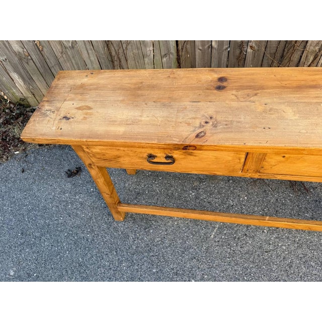 Vintage Farmhouse Style Solid Oak Console Table or Work Table. For Sale - Image 4 of 12