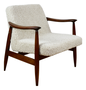 Vintage GFM 300-202 Armchair in Beige Cream Bouclé Lamb from J. Kedziorek, 1970s