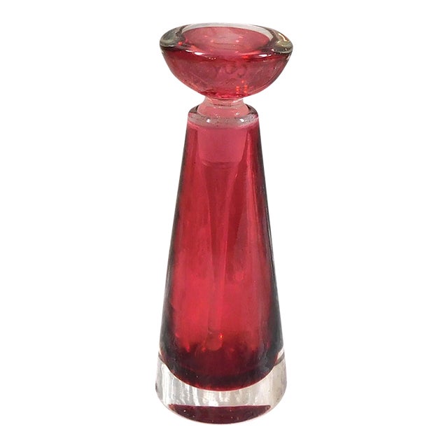 1980s Pink Art Glass Perfume Bottle For Sale