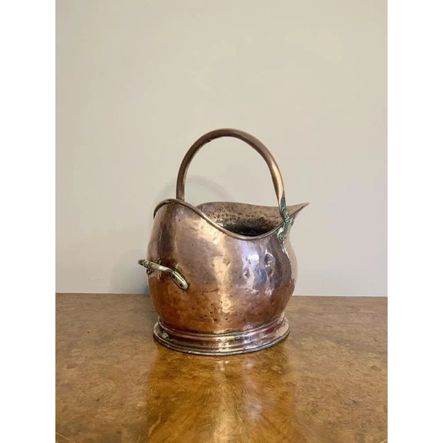 Antique Victorian Copper Helmet Coal Scuttle, 1880 For Sale - Image 4 of 5