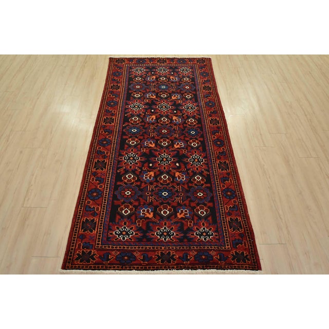 Cabin Luri Rug 4’1” X 7’9” Blue Wool Vintage Tribal Hand-Knotted Oriental Carpet For Sale - Image 3 of 13