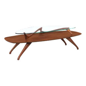 1960s Vintage Sculptural Walnut Coffee Table Styled After Vladimir Kagan