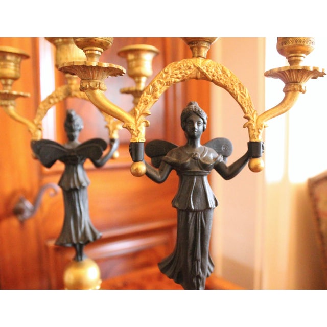 Pair of Continental Gilt Figural Neoclassical Candelabra For Sale - Image 11 of 17