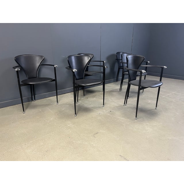 Arrben Vintage Leather Armchairs from Arrben, Italy, 1980s, Set of 6 For Sale - Image 4 of 10