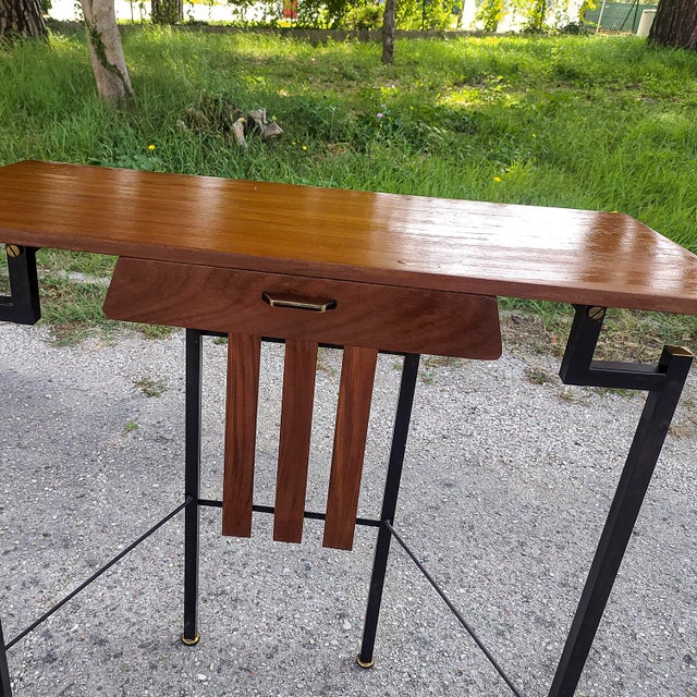 Iron Console Table with Brass Details, 1960s For Sale - Image 16 of 18