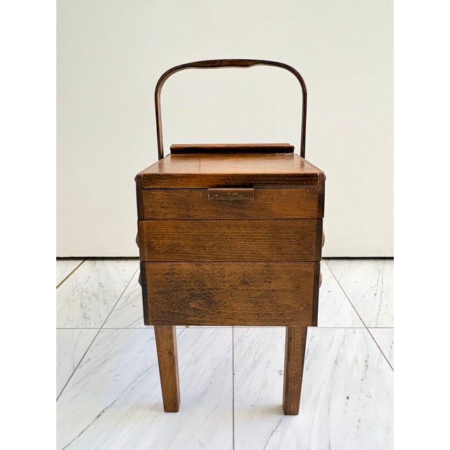 Mid 20th Century Mid 20th Century Stromenn Bruk Hamar Norway Mid-Century Modern Wooden Sewing Box For Sale - Image 5 of 13