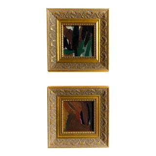 "Sticks and Branches" Set of Two Framed Mini Paintings by Jessalin Beutler For Sale