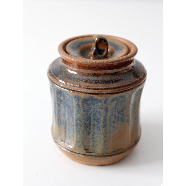 Blue Vintage Studio Pottery Jar For Sale - Image 8 of 12