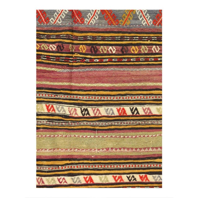 Vintage Kilim Rug. Hand knotted. Lamb’s wool and lamb’s wool pile. Flat weave. This collection complements any room...
