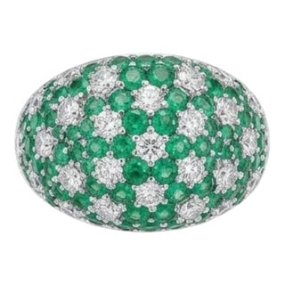 Emerald and Diamond Halo Ring in 18k Gold, 2.40ct & 1.78ct For Sale
