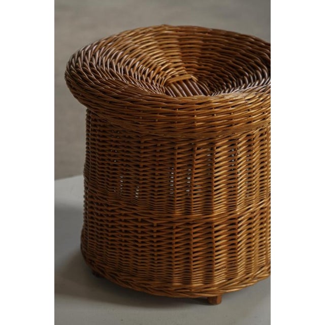 Mid-Century French Bohemian Rattan Side Table or Stool, 1950s For Sale - Image 11 of 17