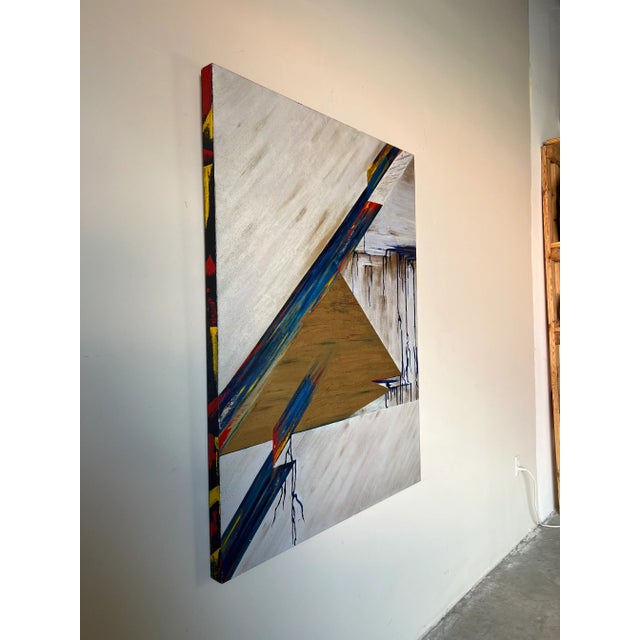 Available for sale this fantastic large Vintage Mixed media expressionist abstract acrylic painting on canvas by B. CHEN...