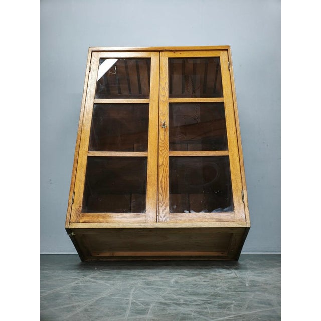 Czech Oak Glass Bookcase from a Baťa Factory, 1930s For Sale - Image 6 of 18