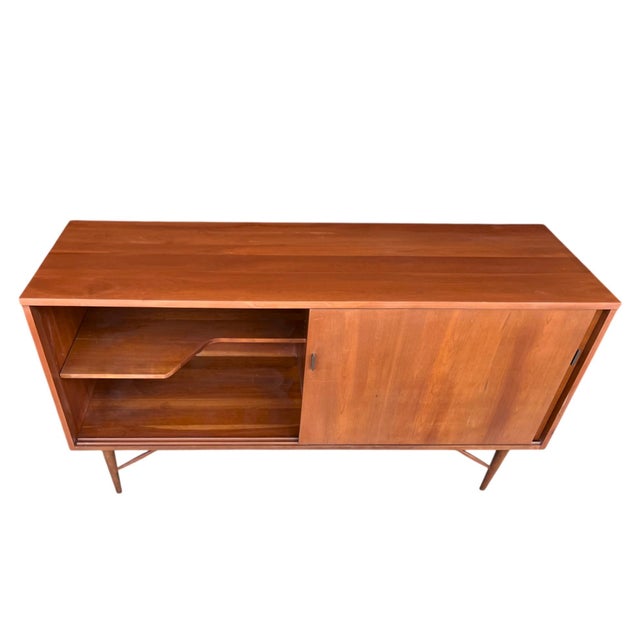 1960s Danish Modern Walnut Sideboard With Sliding Doors For Sale - Image 10 of 18