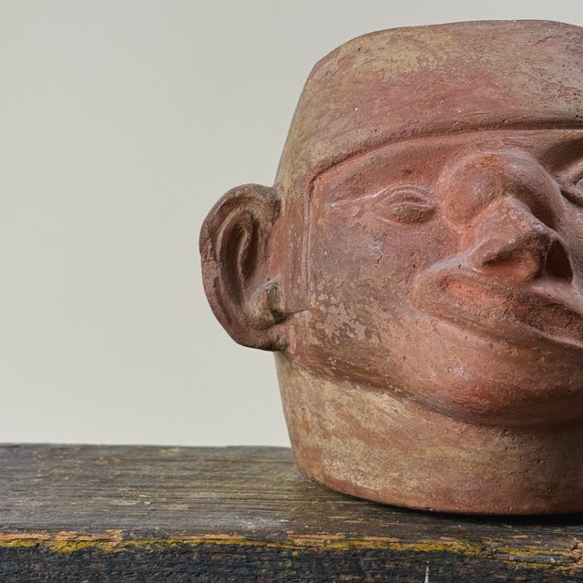 Rare Pre-Colonial Moche Portrait Head Vessel With Tumor and Facial Paralysis (Circa a.d. 200-500) For Sale In Philadelphia - Image 6 of 10