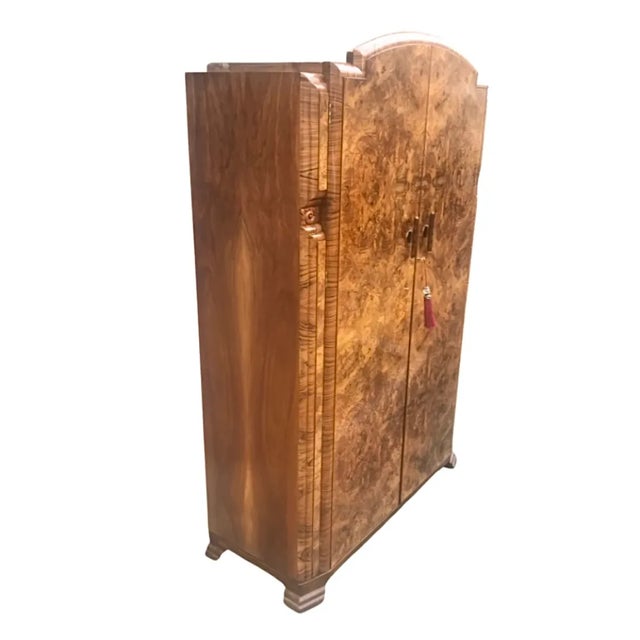 Art Deco Burr Walnut Double Wardrobe, 1920s For Sale - Image 3 of 11