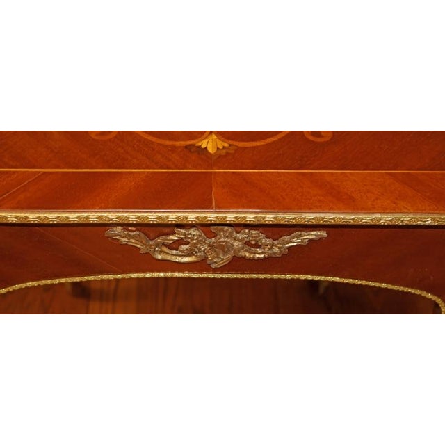 Wood 1990s Pair of French Louis XV Style Mixed Wood Inlaid Ormolu End Tables For Sale - Image 7 of 12