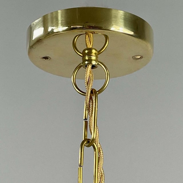 Swedish Opaline Glass and Brass Caged Lantern Pendant, 1950s For Sale - Image 9 of 16
