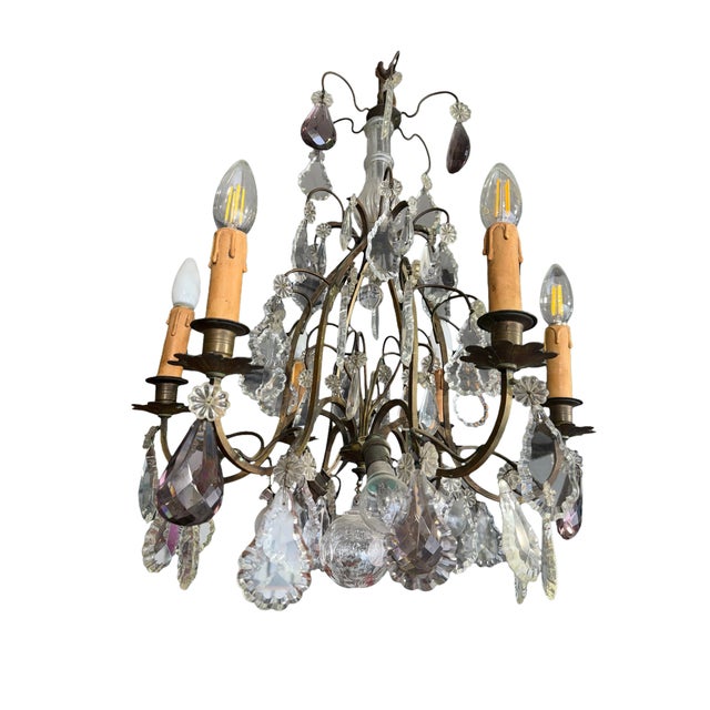 Louis XV 9-Light Cage Chandelier with Crystal Drops For Sale - Image 9 of 9