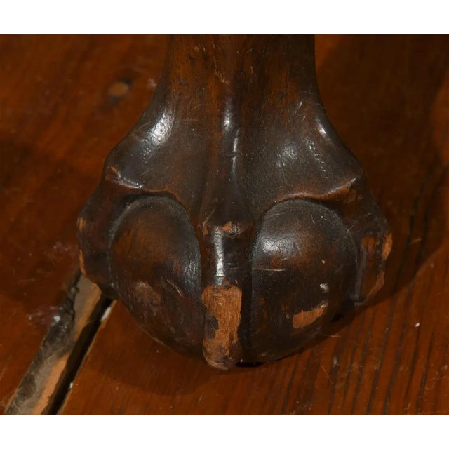 Chippendale Style Mahogany Wing Chair Ball & Claw Feet Yellow Damask Fabric For Sale In Cleveland - Image 6 of 8