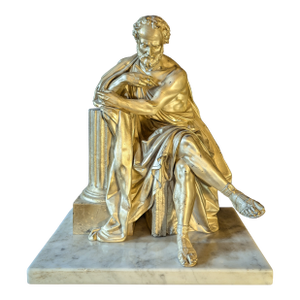 Silver Plated Bronze Statue of Greek Scholar