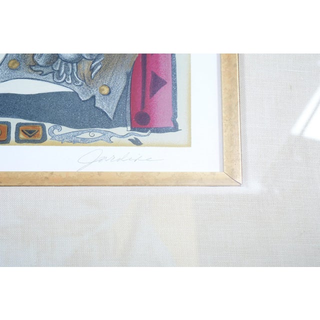 Mid 20th Century Mid 20th Century Still Life with Flowers, Books and a Mandolin Lithograph Numbered 136/375, Framed For Sale - Image 5 of 10