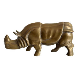 Brazilian Modern Bronze Rhino Sculpture, 1970s