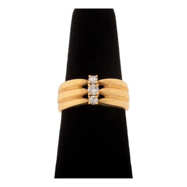 Vintage Modernist 18k Yellow Gold Diamond Band Ring For Sale