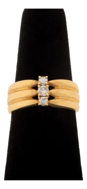 Vintage Modernist 18k Yellow Gold Diamond Band Ring
