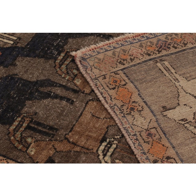 Brown Vintage Persian Gabbeh Runner in Brown With Ibex Pictorials - Rug & Kilim For Sale - Image 8 of 10