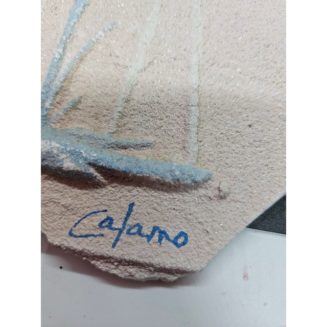 Mid-Century Modern Vintage Signed Plaster Pink White Crane Seagull Wall Artwork For Sale - Image 3 of 4