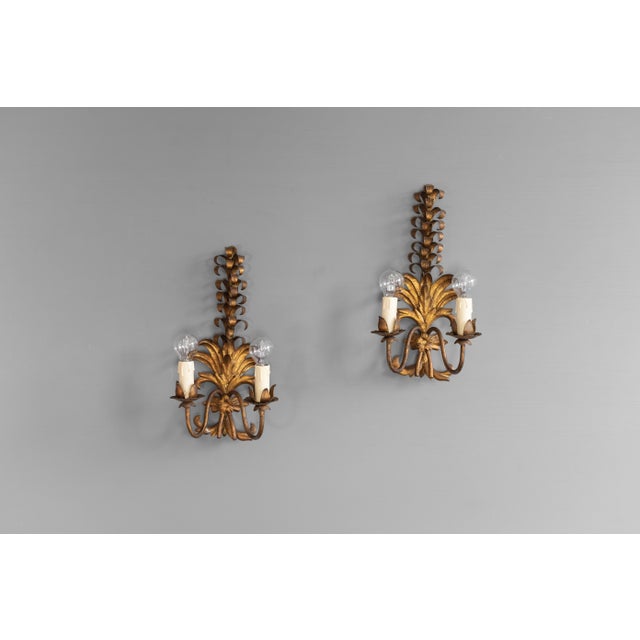 Mid-Century Modern Vintage Wall Lights in Steel, 1950s, Set of 2 For Sale - Image 3 of 7