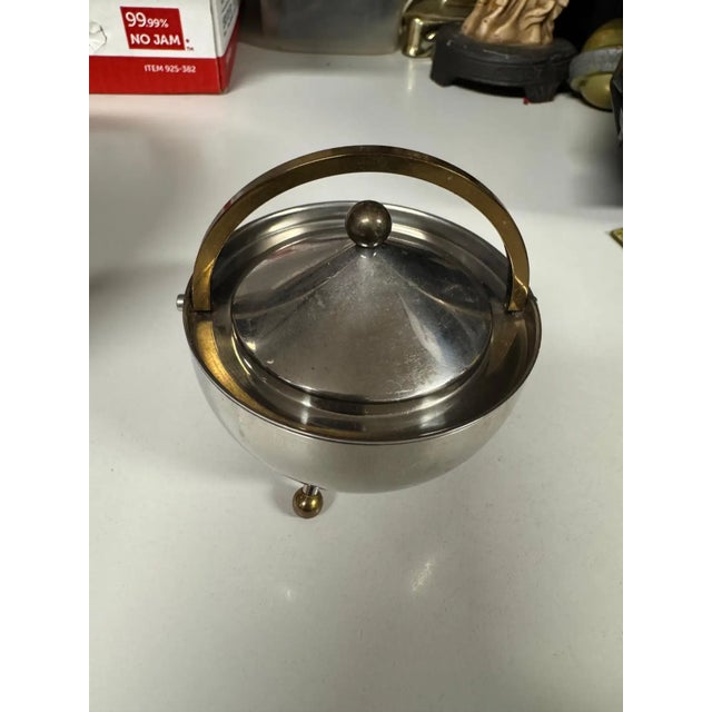 Brass Late 20th Century Carsten Jorgensen for Bodum Stainless Steel and Brass Ball Tea Set (3 Pcs) For Sale - Image 8 of 10