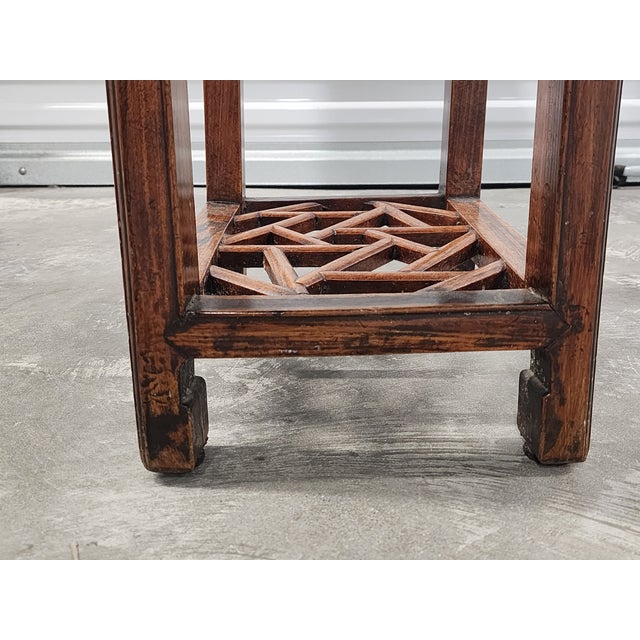 Brown Antique Chinese Late 19th Century Elmwood Chinese Flower Stand From Jiangsu For Sale - Image 8 of 12