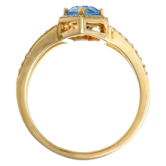 14KY "Hydro" Synthetic Quartz & Diamond Ring, size 6.5 For Sale - Image 4 of 5