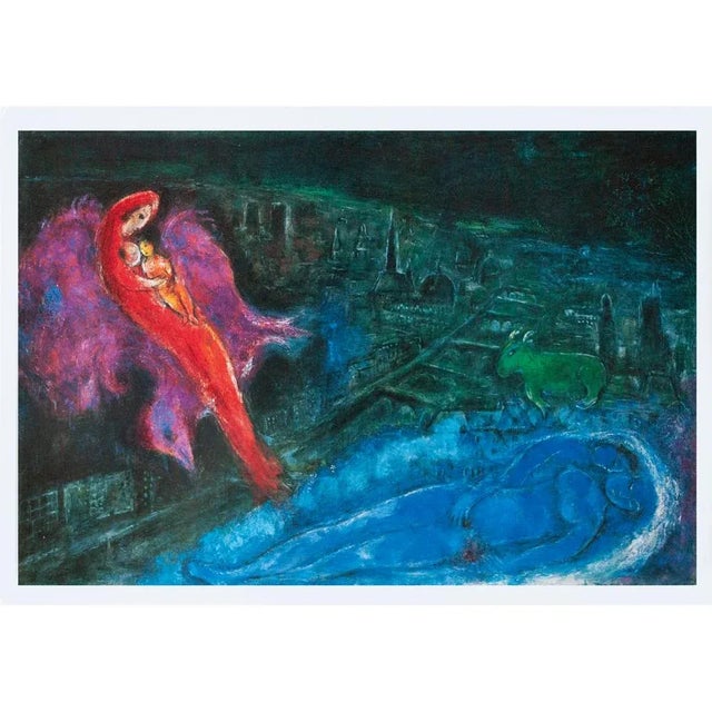 Marc Chagall 1993 After Marc Chagall "The Seine Bridges", First Edition Poster For Sale - Image 4 of 5