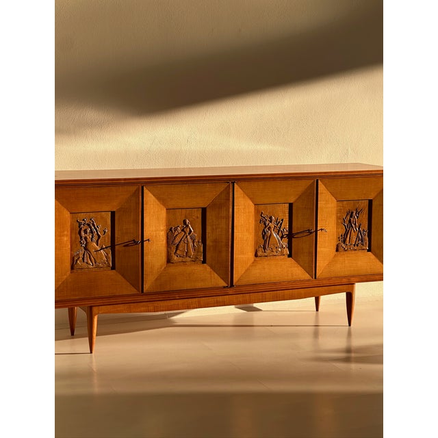 Ash Sideboard with Four Seasons Panels attributed to Pierluigi Colli, 1950s For Sale - Image 13 of 15