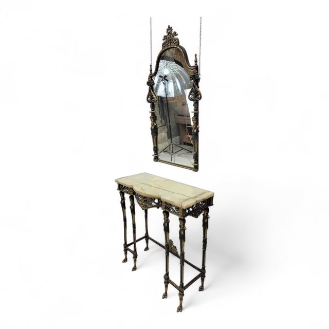 Antique Oscar Bach Style Console Table With Mirror For Sale - Image 9 of 12
