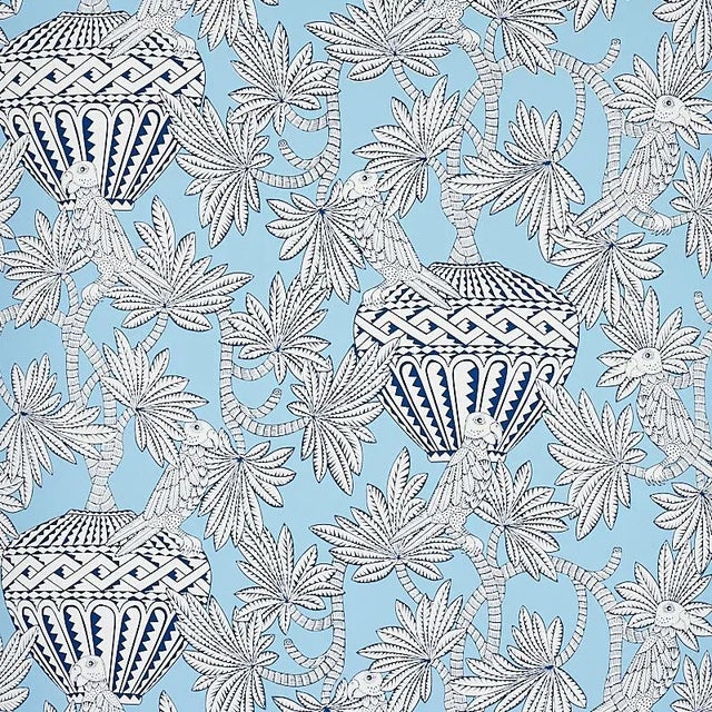 Schumacher Sample - Schumacher Santarem Wallpaper in Sky For Sale - Image 4 of 4