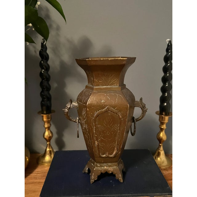 Metal Antique 1910s Chinese Brass Vase/ Urn For Sale - Image 7 of 7