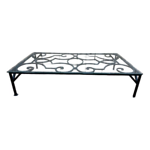 Wrought-Iron Coffee Table with Glass Top For Sale