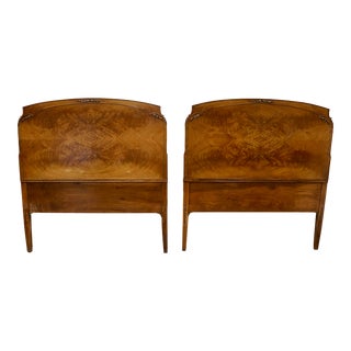 1930s Vintage French Empire Flame Mahogany Twin Headboards - a Pair For Sale