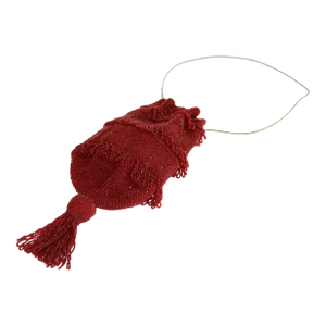Early 20th Century Art Deco Deep Red Beaded Flapper Evening Bag with Tassel