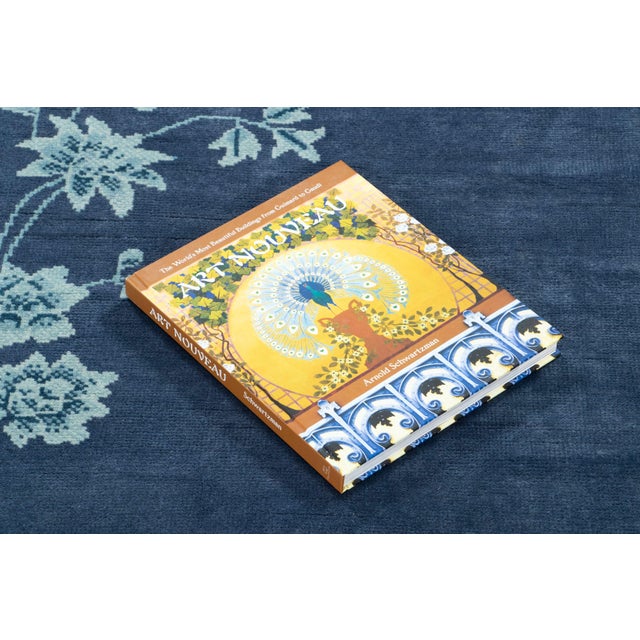 Navy Blue Contemporary Chinese Deco Style Floral Navy & Blue Wool Rug by Rug & Kilim India For Sale - Image 8 of 8